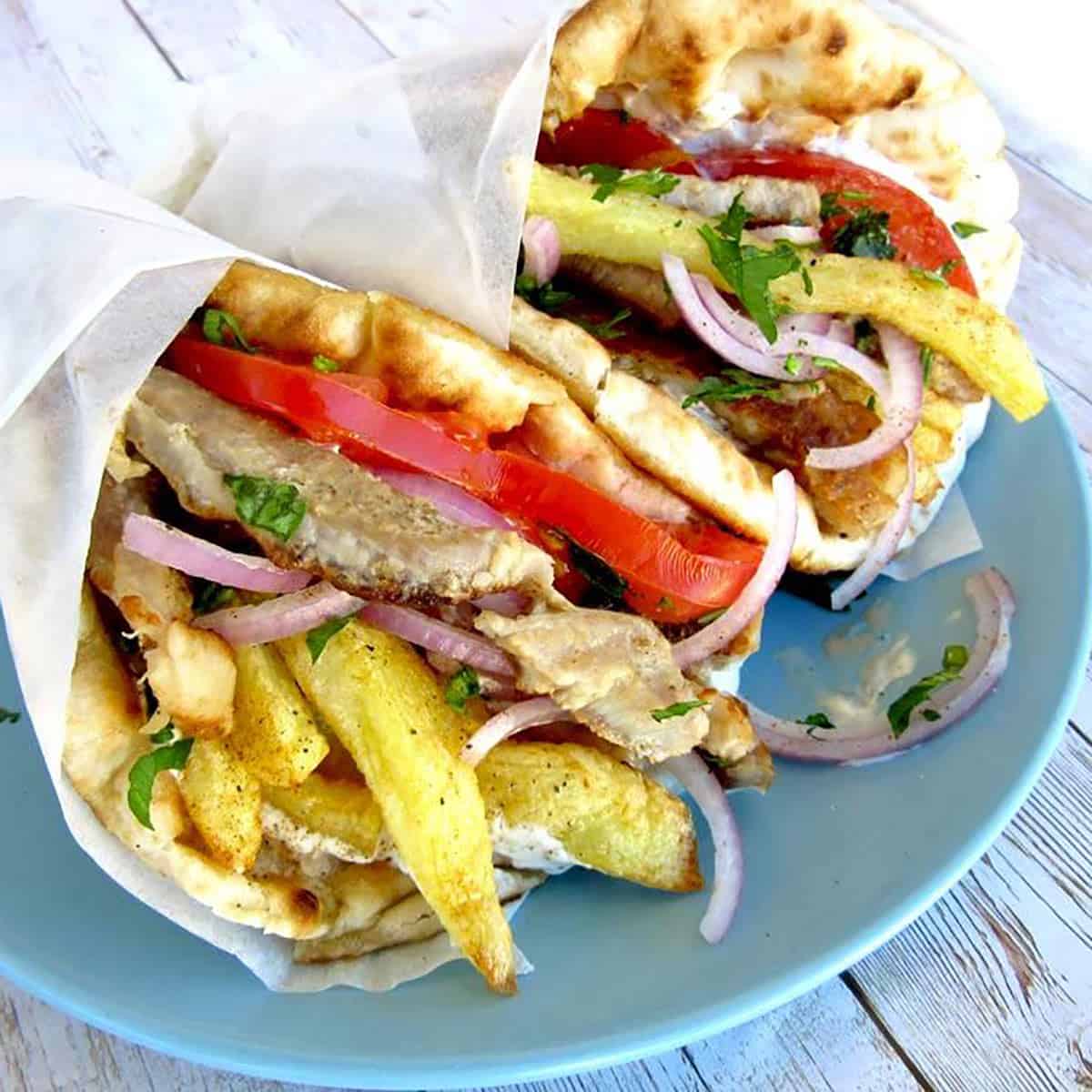 Easy Beef Gyro recipe wrapped in Pita bread - My Greek Dish