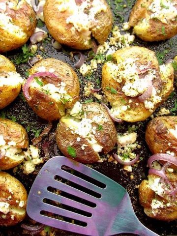 Roasted Greek Potatoes Recipe With Feta Cheese