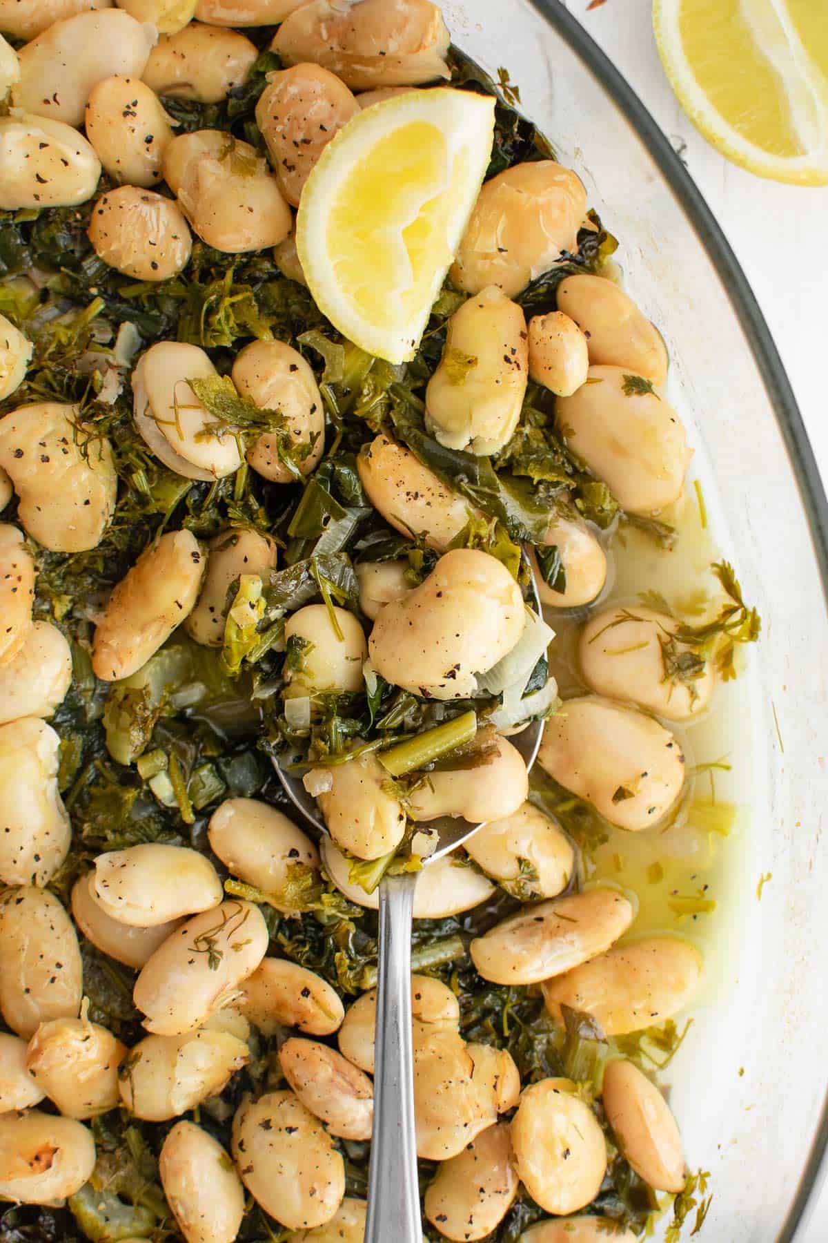 Baked Lima Beans With Greens