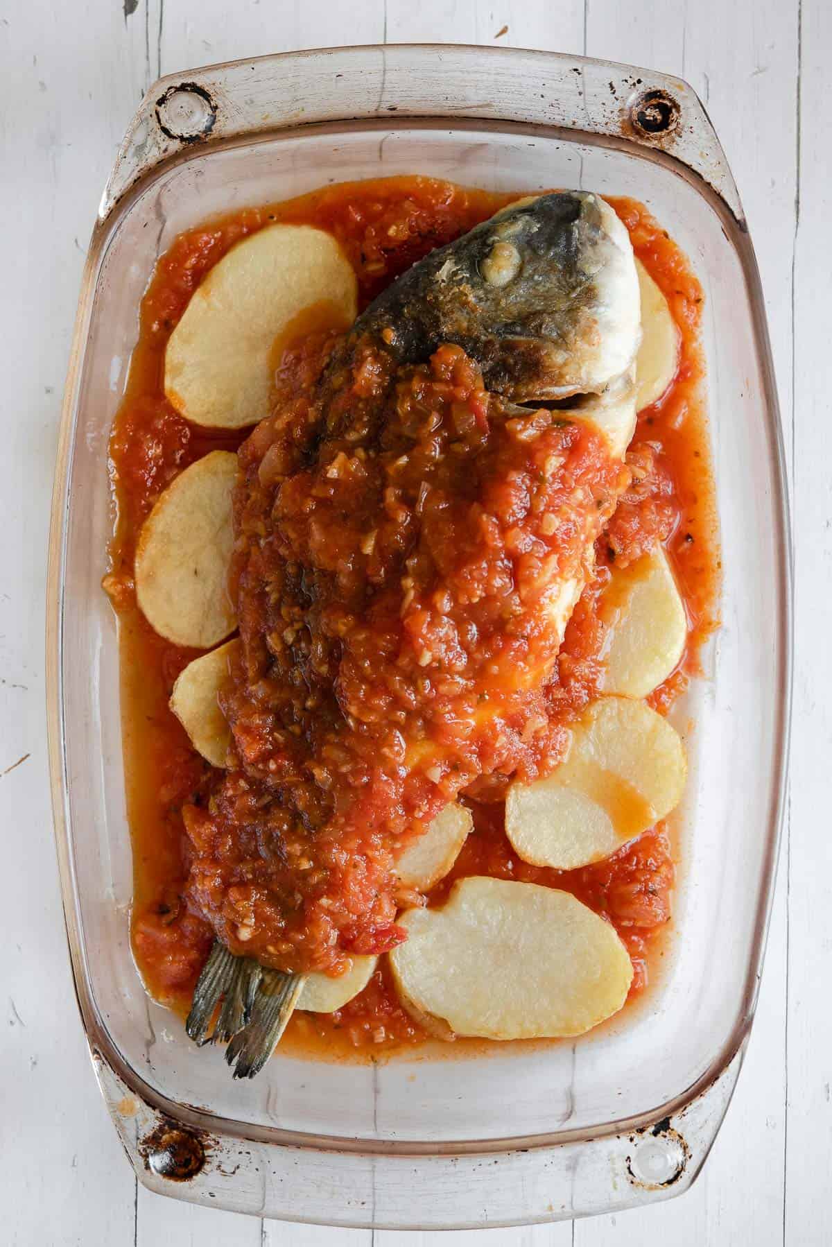 Sea Bream With Tomato Sauce And Potatoes
