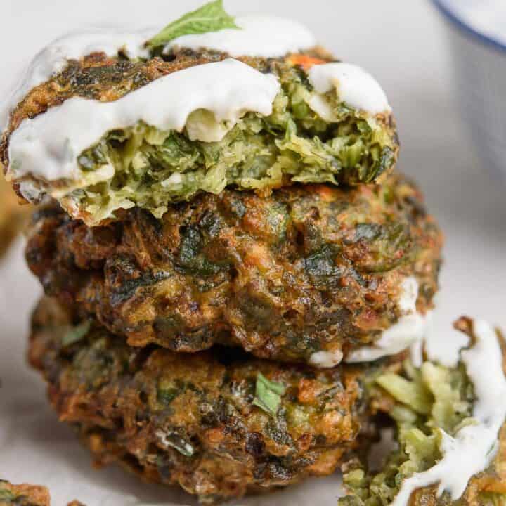 Spinach Fritters With Feta + Yogurt Dip - Real Greek Recipes