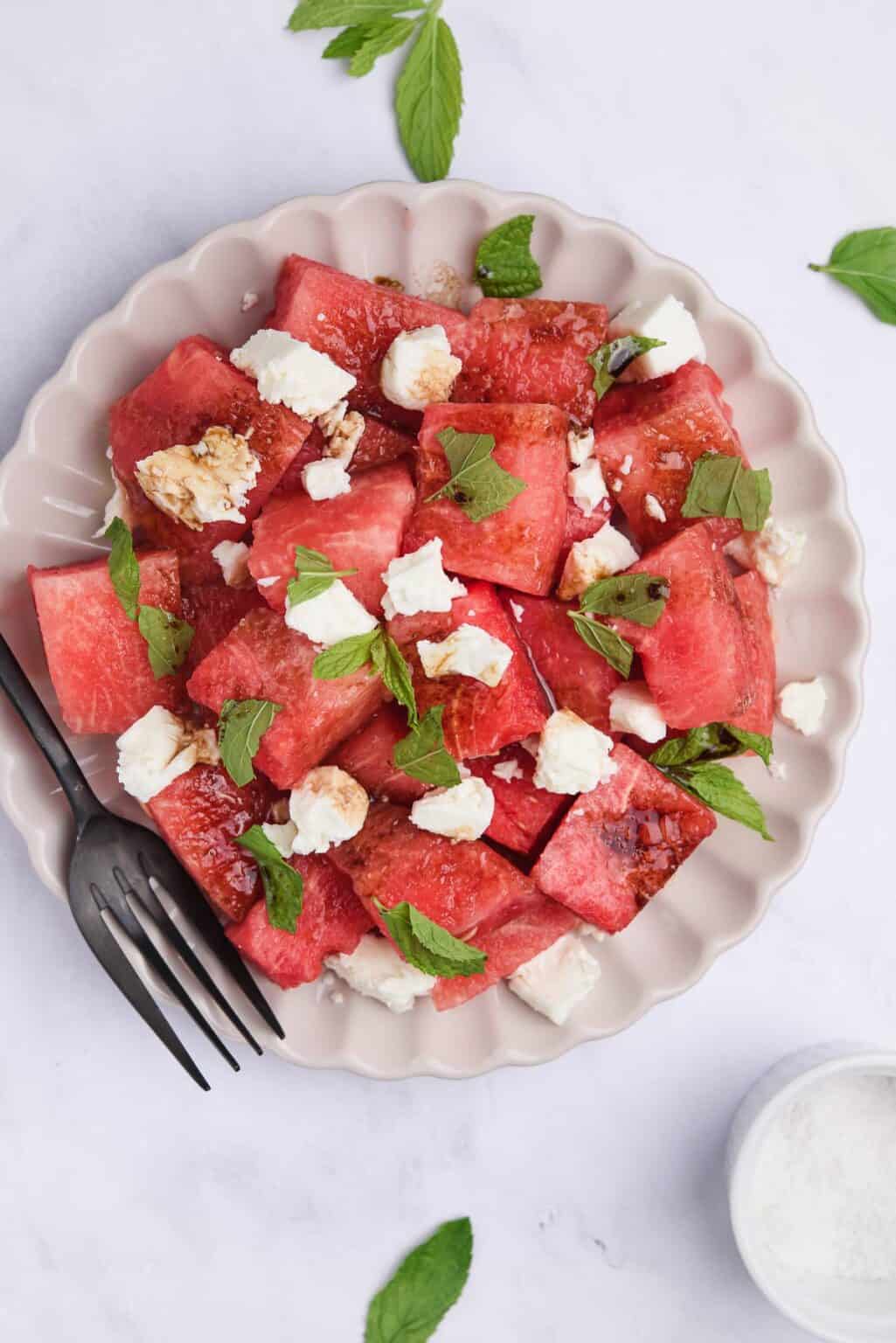 Watermelon Feta Salad with Mint and Balsamic - Real Greek Recipes