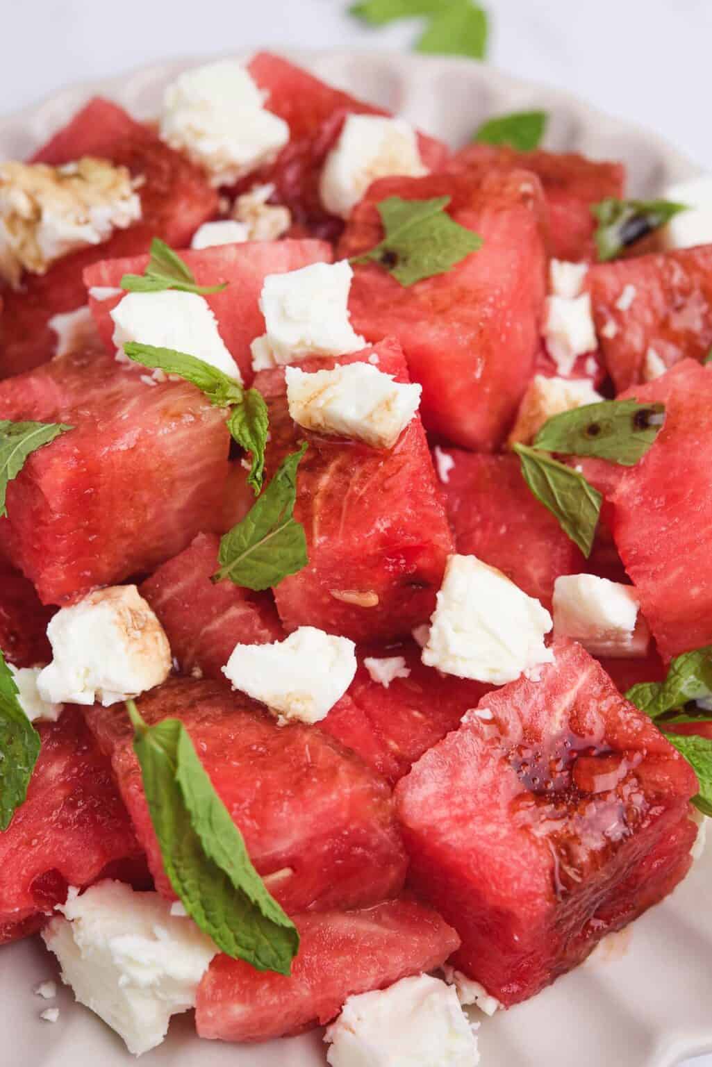Watermelon Feta Salad with Mint and Balsamic - Real Greek Recipes