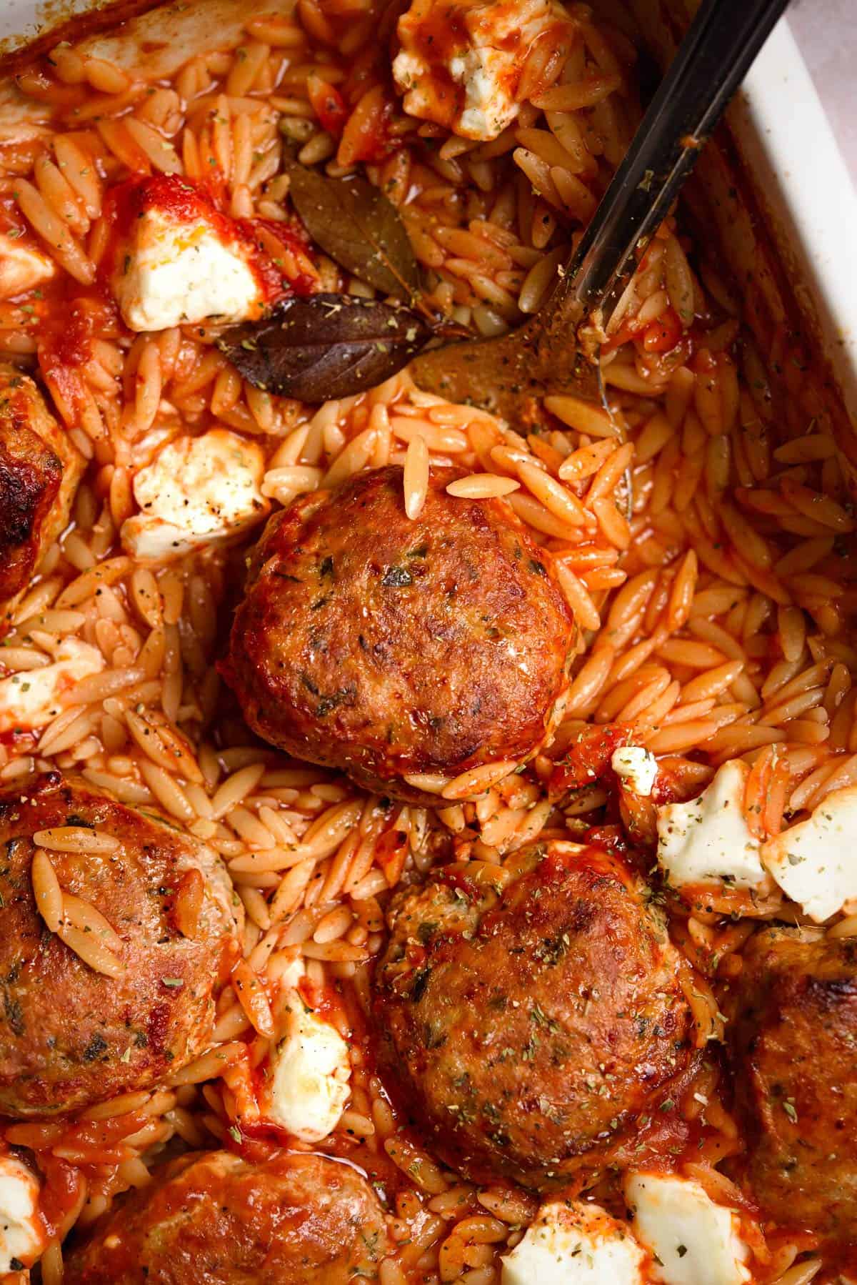 Meatball Orzo Bake