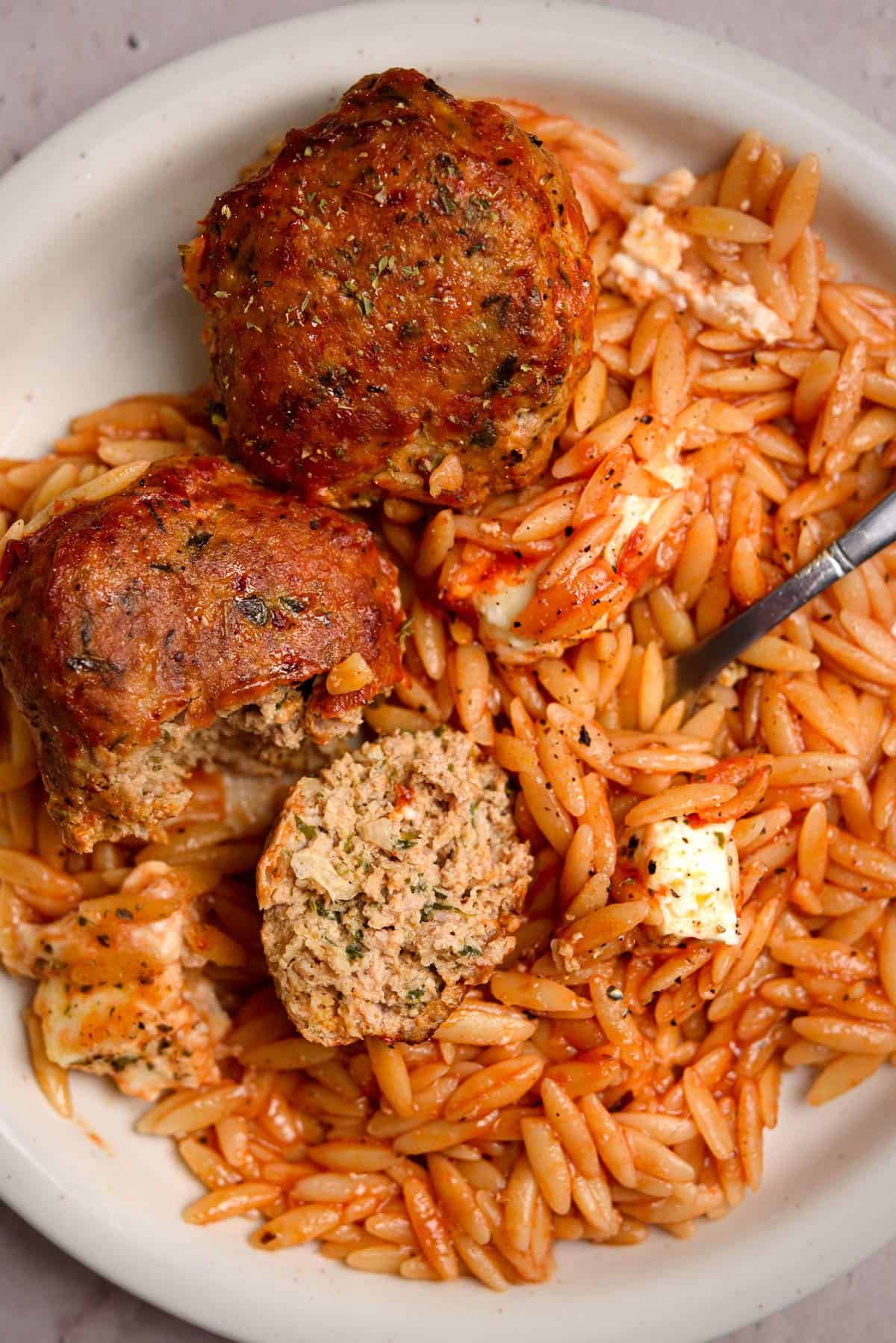 Orzo Meatball Bake